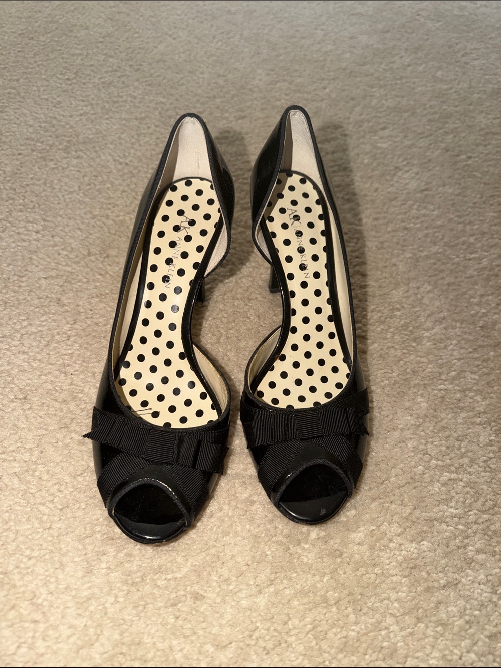 Anne Klein Black Peep-Toe Bow Pumps
